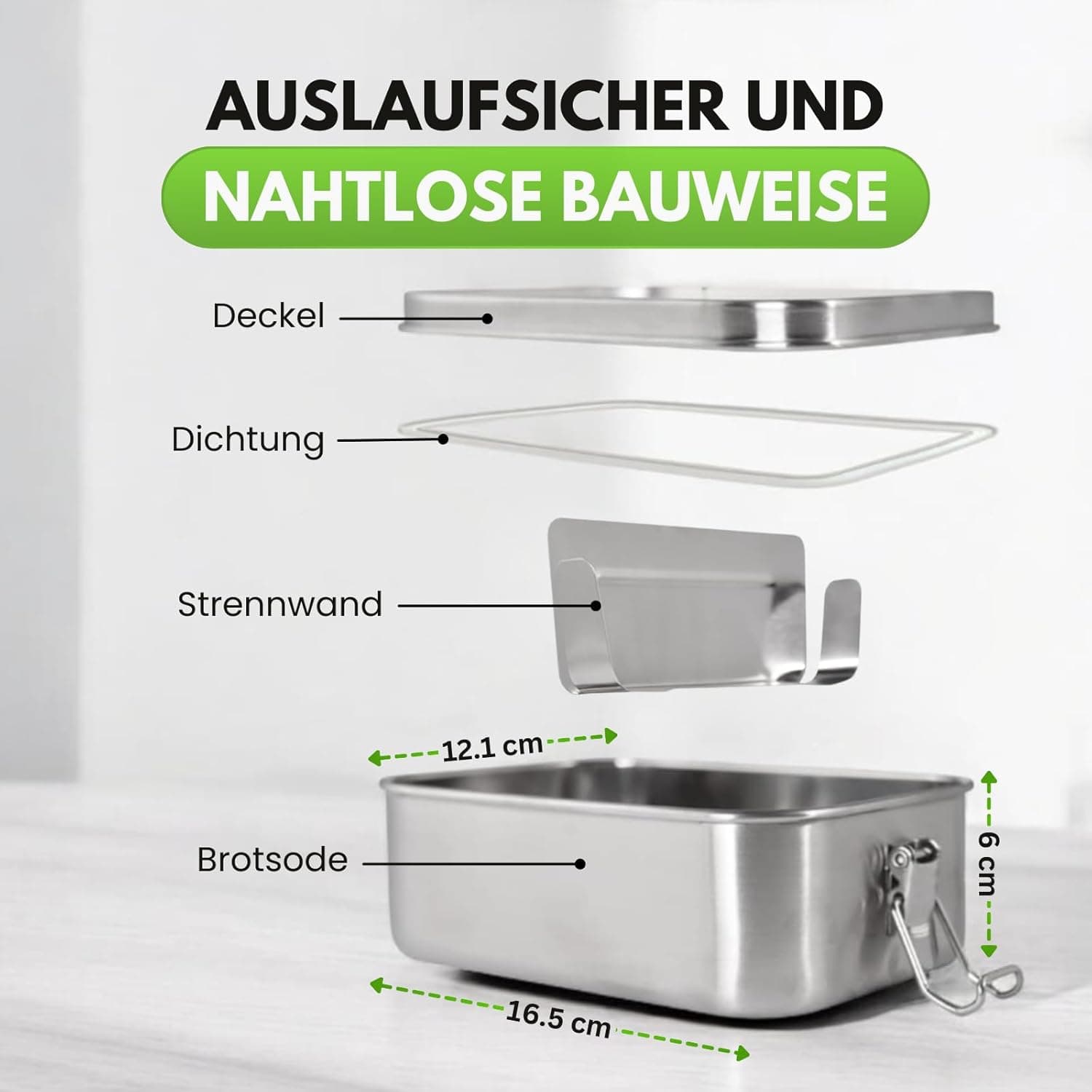 HAUSKU Edelstahl Brotdose 1200 ml - Ansicht 2