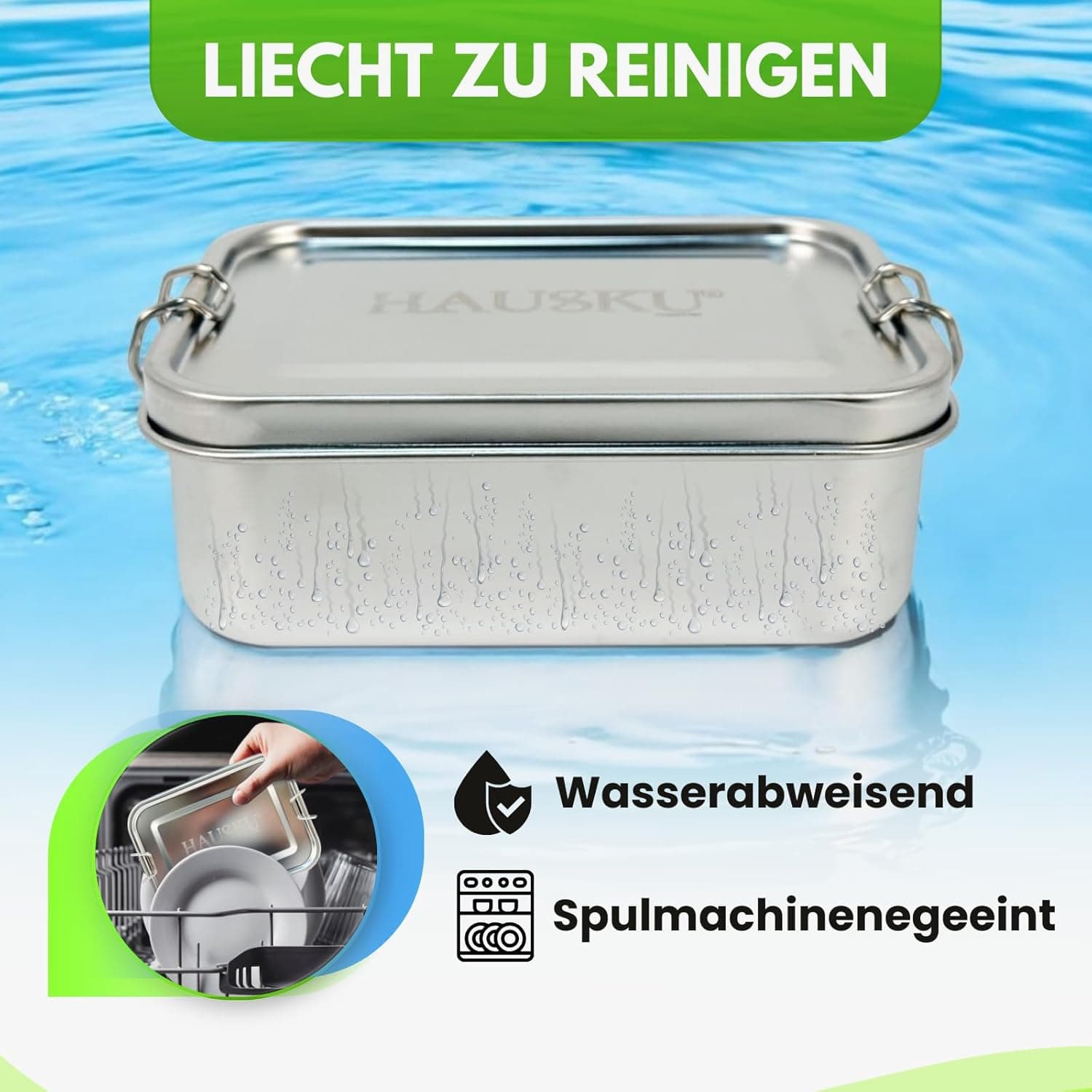 HAUSKU Edelstahl Brotdose 1200 ml - Ansicht 4
