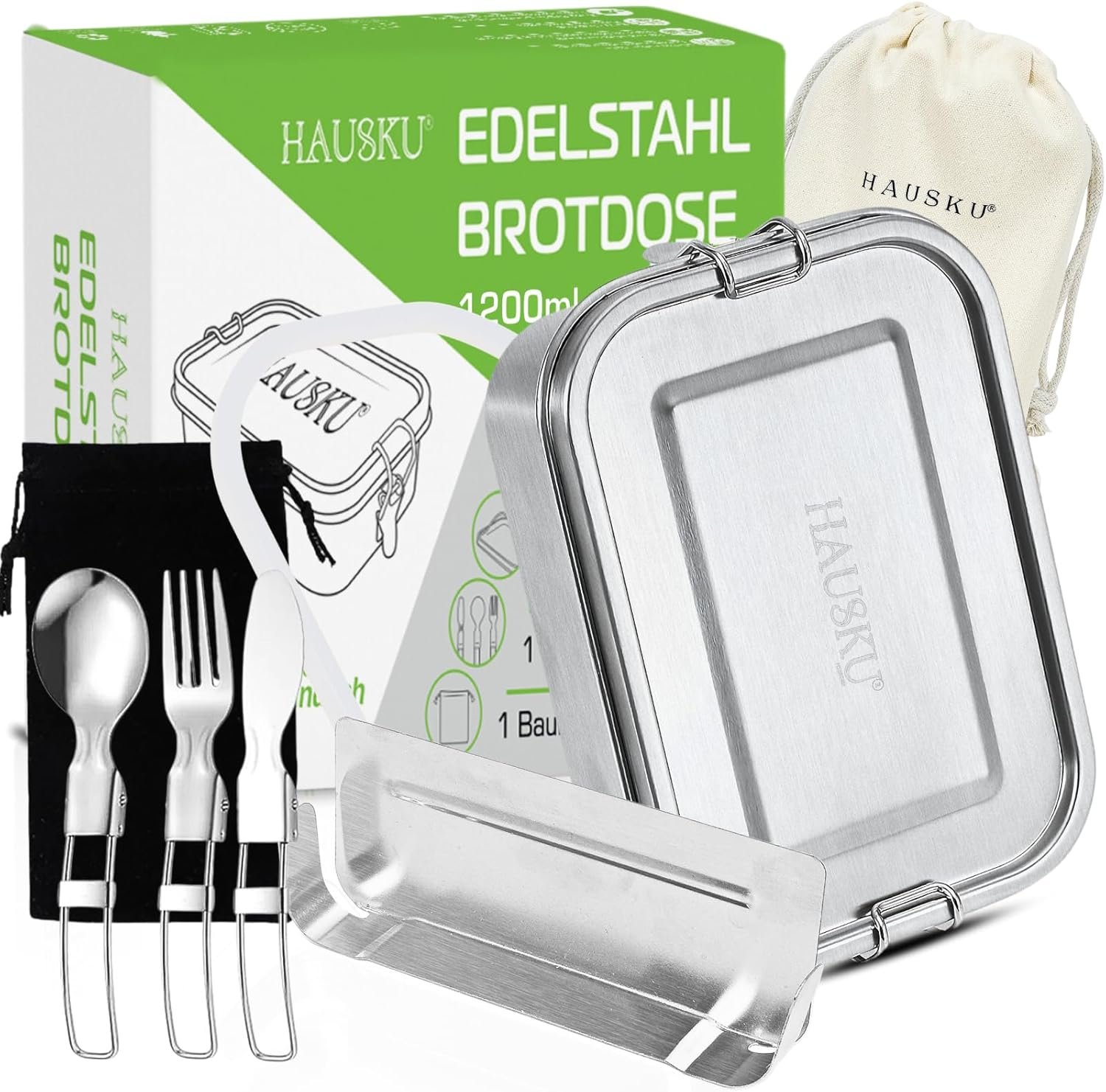 HAUSKU Edelstahl Brotdose 1200 ml