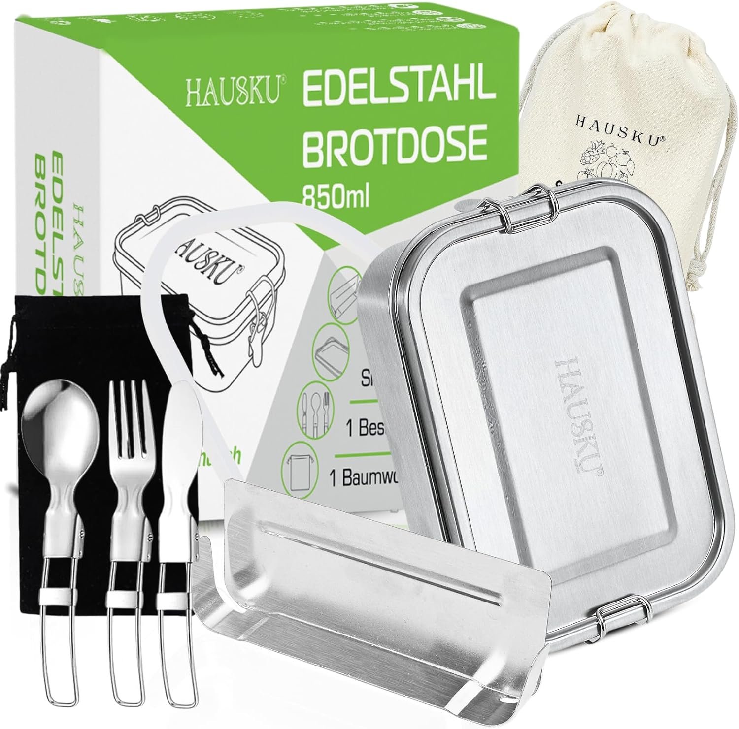 HAUSKU Edelstahl Brotdose 850 ml